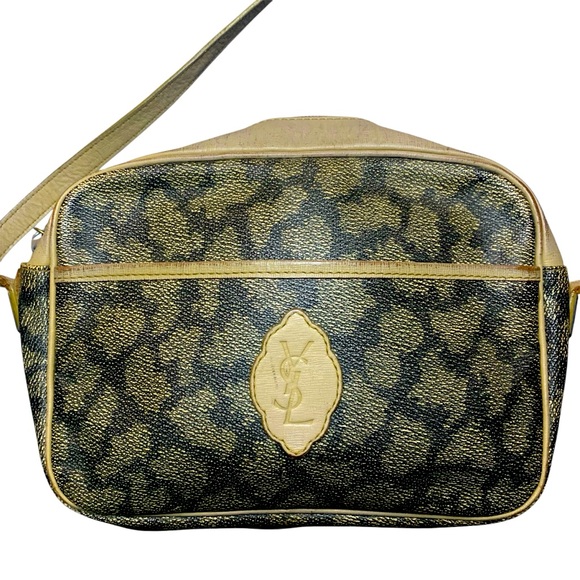 • Vintage YSL giraffe embossed shoulder bag brown tan - Picture 1 of 8
